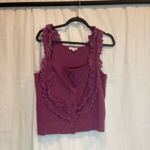 Purple Lace Trim Women's Knit Top